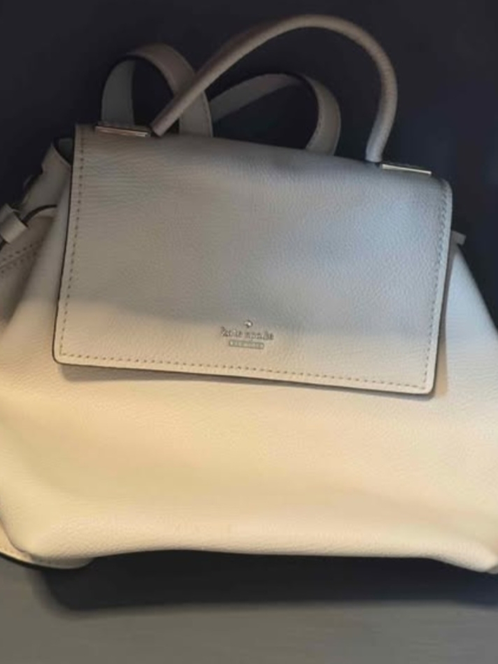 kate spade pebble leather cream backpack